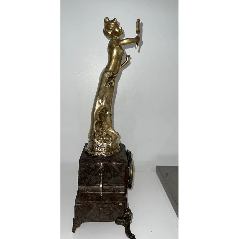 (100)Bronze French Digital mantel clock, from the late 19th to early 20th centur